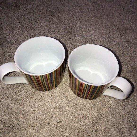 Starbucks 2008 Multi Colored Rainbow Stripe Coffee Mug Set‎ (2) - Picture 4 of 12